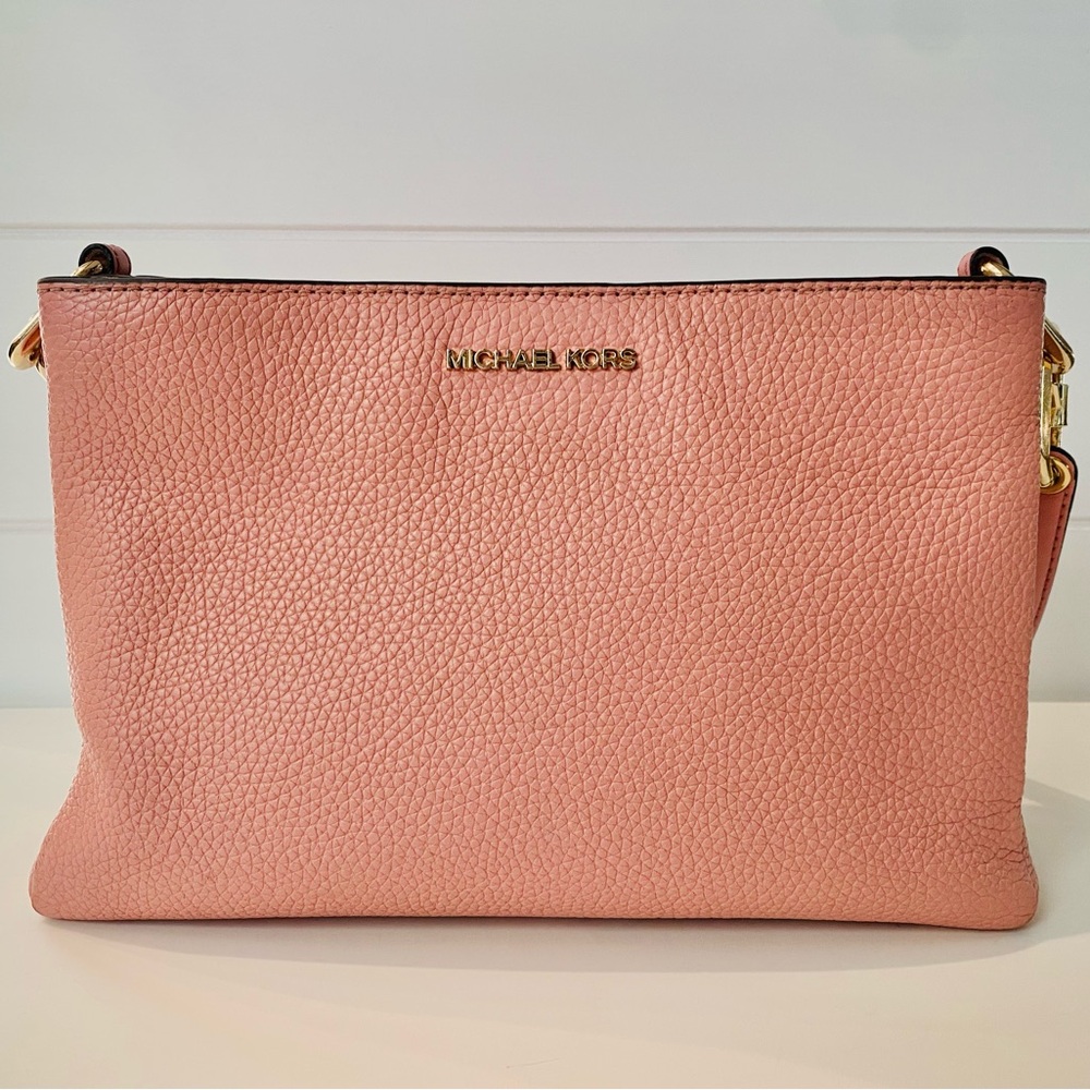 Michael Kors Trisha Medium Pebbled Leather Crossbody Bag - Rose Pink
